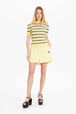 Pull manches courtes rayé femme Baby yellow vue portée de face