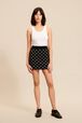 Women Jacquard Mini Skirt Black front worn view