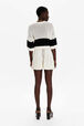 Top court résille bicolore femme Raye noir/ecru vue portée de dos