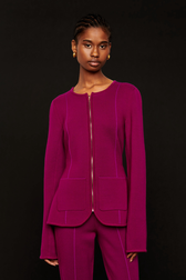 Women Milano Knitted Jacket Fuchsia front worn view