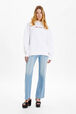 Sweat à capuche oversize multicolore signature femme Blanc vue portée de face