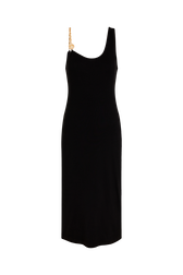 Midi strap dress with chain detail Black front view