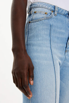 Women High-Waisted Jeans Stonewashed indigo details view 2