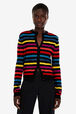 Women Poorboy knitted striped cardigan Multico striped details view 1