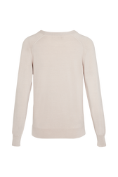 Women Cherry Print Sweater Beige back view