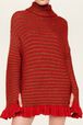 Robe courte col roulé lurex femme Rouge/or vue de détail 1