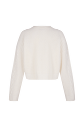 Pull torsadé en laine Ecru vue de dos