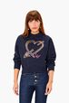 Crop Heart Sweatshirt Navy details view 1