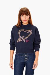 Sweatshirt crop cœur Navy vue de détail 1