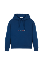 Sweat à capuche multicolore signature femme Bleu de prusse vue de face