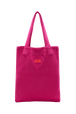 Women Heart Print Crochet Bag Fuchsia front view