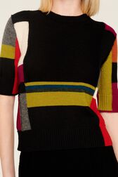 Women Multicolor Baby Alpaca Short Sleeve Sweater Multico crea details view 4