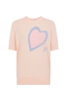 Short-sleeved round neck sweater with charms Peach front view