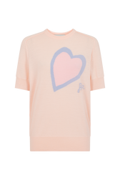 Pull manches courtes à col rond charms Peach vue de face