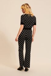 Women Jacquard Pants Black back worn view