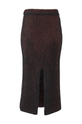 Jupe crayon longue lurex femme Raye noir/bronze vue de dos