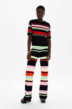 Pantalon à jambes larges femme Noir vue portée de face