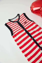 Robe sans manches fille rayée  Rouge/vanille vue de détail 1