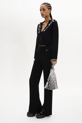 Pantalon flare logo Sonia Rykiel motif strass maille femme Noir vue de détail 1