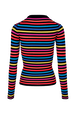 Women Multicoloured Striped Rib Sock Knit Sweater Multico striped rf back view