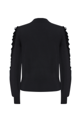 Sweater with ruffle detail Black back view