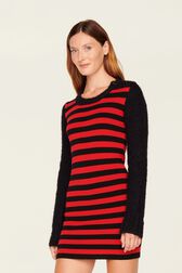 Robe midi rayée Jane Birkin femme Raye noir/rouge vue de détail 1