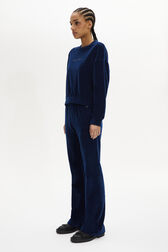 Long-Sleeved Velvet Sweater Blue duck details view 1