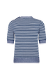 Pull col rond à manches courtes marinière en coton mélangée Raye blanc / bleu vue de dos