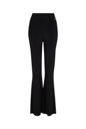 High-Waisted Flared Trousers Black front view
