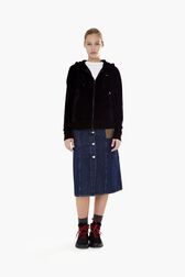 Women Velvet Hoodie Black details view 1