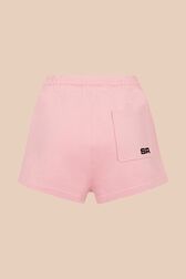 Women Mouth Print Shorts Pink back view