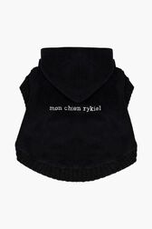 Pull à capuche chien velours Noir vue de face