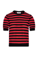 Sweater manches courtes Poor Boy rayé femme Raye noir/corail vue de face