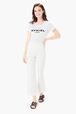 Pantalon 7/8 en maille milano Blanc vue portée de face