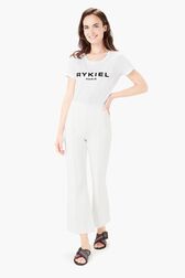 Pantalon 7/8 en maille milano Blanc vue portée de face