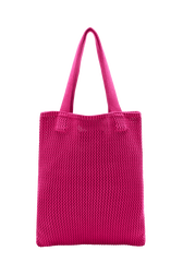 Women Heart Print Crochet Bag Fuchsia back view