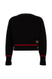 Wool Knit Boat-Neck Sweater Black front view