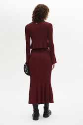 Bell Sleeve Crew-Neck Top Claret back worn view