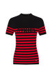 Striped short-sleeved woolen sweater Black/red front view