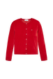 Cardigan velours femme Rouge vue de face