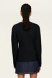 Women Removable Flowers Sweater Black back worn view