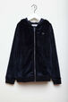 Sweat à capuche fille velours Noir vue de face