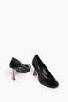 Escarpins en cuir verni noir avec talons à strass Noir vue de dos