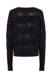 Pull col rond à manches longues en crochet coton ajouré Noir vue de dos