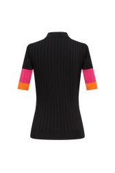 Polo viscose côtelé femme Noir vue de dos
