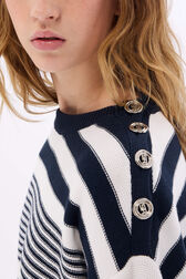 Pull en coton à rayures Bleu/blanc vue de détail 2