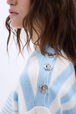 Striped cotton sweater White/skyblue stripe details view 3