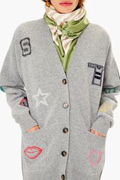 SR Iconic Symbols Cardigan Grey details view 2