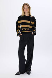 Pull RYKIEL en laine et lurex Rayures noir/gold vue portée de face