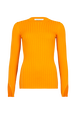 Wool Knit Crew-Neck Slit Sleeves Sweater Orange front view